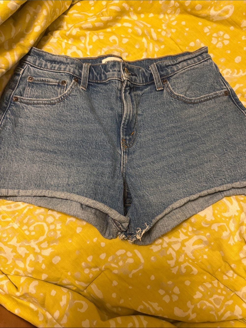 Abercrombie & Fitch Light Blue Denim Rolled-Hem Shorts